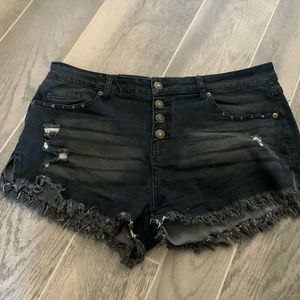 Faded black distressed cut off shorts